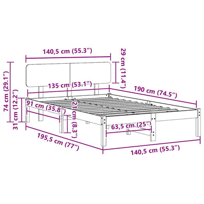 Vaha ruskea sängyn runko päätyllä Nene 4FT6 (double)