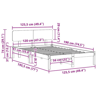 Sängyn runko päätyllä Vaha ruskea 4FT Small Double