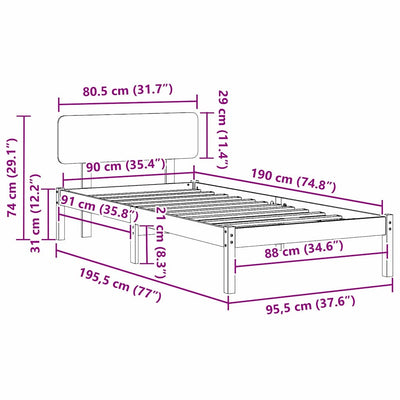 Vaha ruskea sängyn runko päätyllä Tamatha 3FT (single)