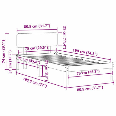 Valkoinen sängyn runko päätyllä Blag 2FT6 Small Single