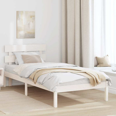 Sängyn runko päätyllä Valkoinen 2FT6 Small Single Täysi Mänty