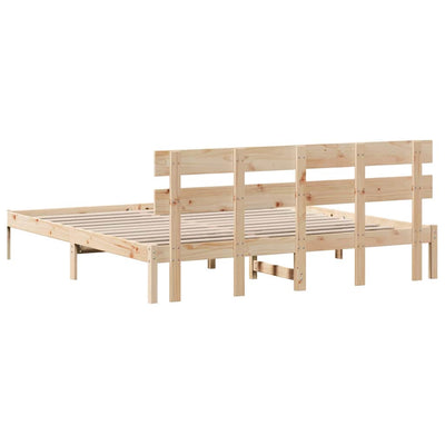 Sängyn runko päätyllä Ruskea 200 x 200 cm Täysi Mänty