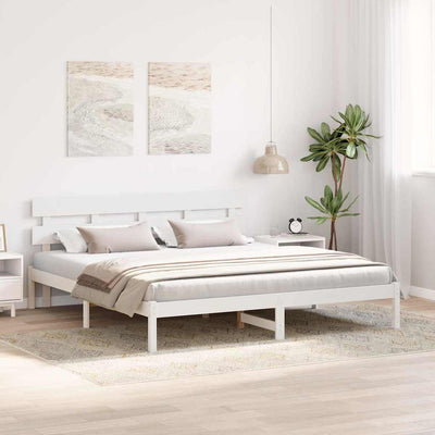 Sängyn runko päätyllä Valkoinen 200 x 200 cm Täysi Mänty