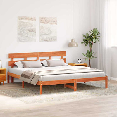 Sängyn runko päätyllä Ruskea 200 x 200 cm Täysi Mänty