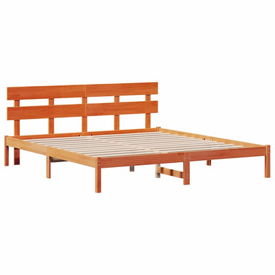 Sängyn runko päätyllä Ruskea 200 x 200 cm Täysi Mänty