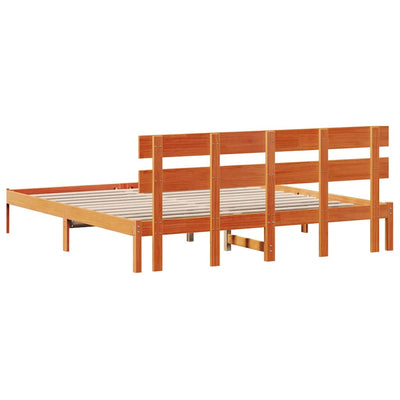 Sängyn runko päätyllä Ruskea 200 x 200 cm Täysi Mänty