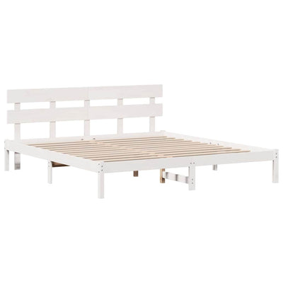Sängyn runko päätyllä Valkoinen 6FT Super King Size Täysi Mänty