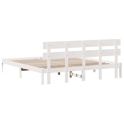 Sängyn runko päätyllä Valkoinen 6FT Super King Size Täysi Mänty