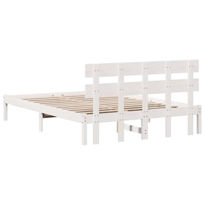 Sängyn runko päätyllä Valkoinen 5FT King Size Täysi Mänty