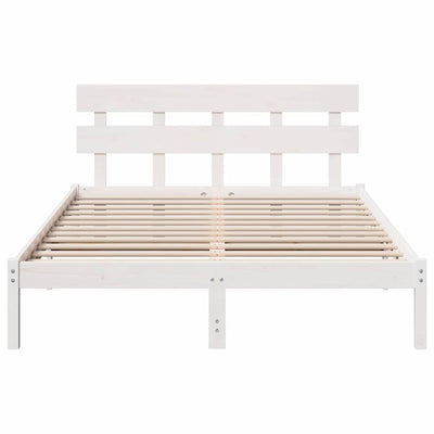 Sängyn runko päätyllä Valkoinen 5FT King Size Täysi Mänty