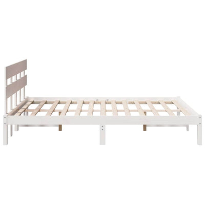 Sängyn runko päätyllä Valkoinen 5FT King Size Täysi Mänty