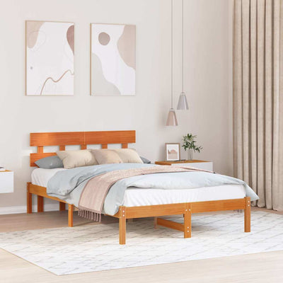Sängyn runko päätyllä Ruskea 120 x 200 cm Täysi Mänty