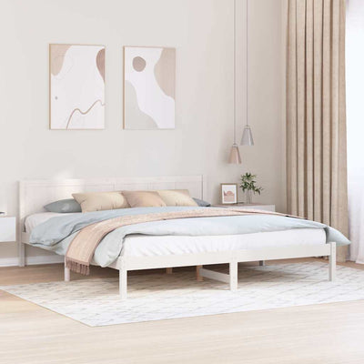 Sängyn runko Valkoinen 200 x 200 cm Täysi Mänty