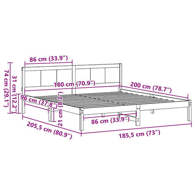 Ruskea sängyn runko Lassie 6FT Super King Size (mänty)