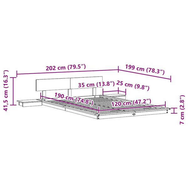 4FT Small Double sängyn runko puusta ruskea