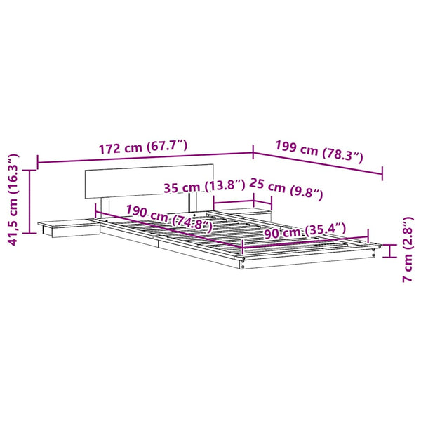 3FT Single sängyn runko puuta ruskeana