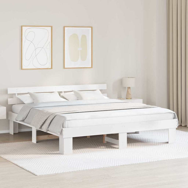 Super King Size 6FT sängyn runko Massiivinen mänty Valkoinen