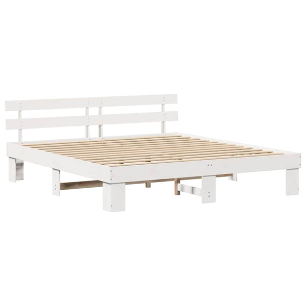 Super King Size 6FT sängyn runko Massiivinen mänty Valkoinen