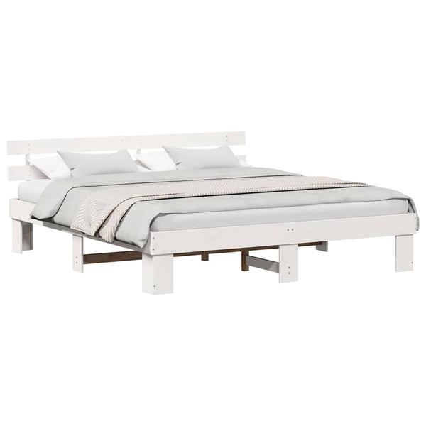 Super King Size 6FT sängyn runko Massiivinen mänty Valkoinen