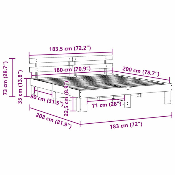 Super King Size 6FT sängyn runko Massiivinen mänty Valkoinen
