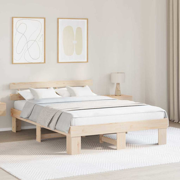 Massiivinen mänty 160 x 200 cm sängyn runko Luonnollinen