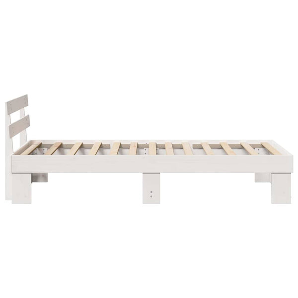 Sängyn runko 80 x 200 cm valkoisena massiivisen mänty päädyllä