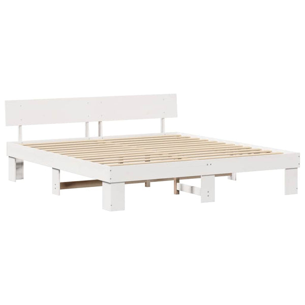 Valkoinen sängyn runko Massiivinen mänty Super King Size 6FT