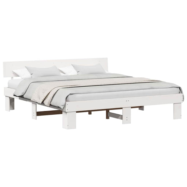 Valkoinen sängyn runko Massiivinen mänty Super King Size 6FT