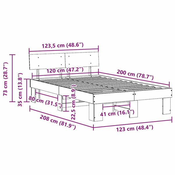 120 x 200 cm sängyn runko vaha ruskea massiivinen mänty