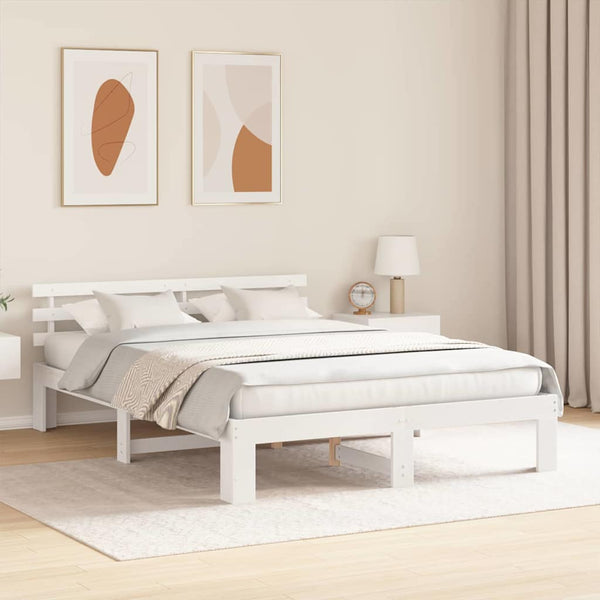 Massiivinen mänty 5FT King Size sängyn runko päätyllä valkoisena