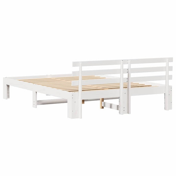 Massiivinen mänty 5FT King Size sängyn runko päätyllä valkoisena