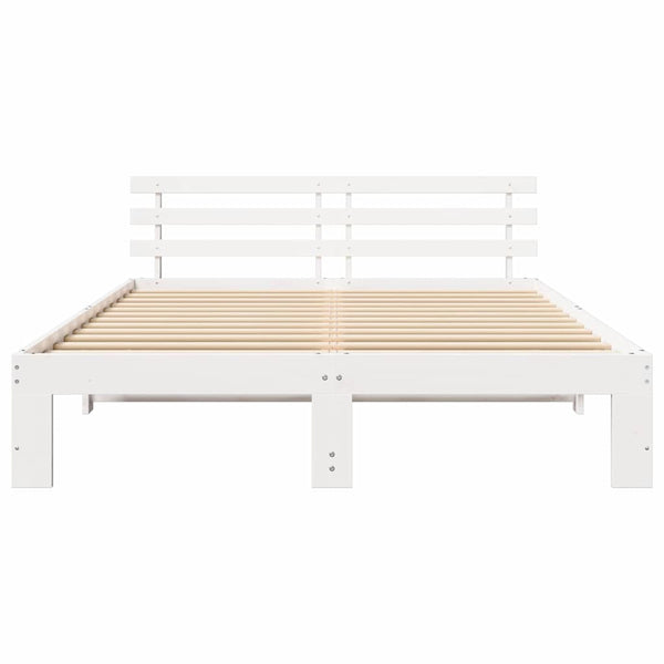 Massiivinen mänty 5FT King Size sängyn runko päätyllä valkoisena