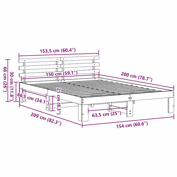 Vaha 5FT King Size sängyn runko massiivinen mänty ruskea