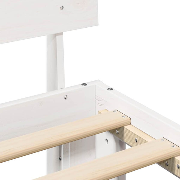 Valkoinen päädyllä varustettu sängyn runko 120 x 200 cm massiivimänty