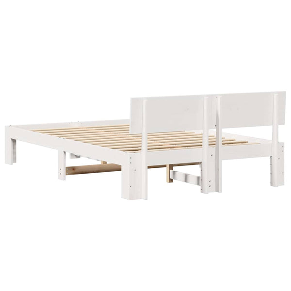 Valkoinen sängyn runko massiivista mäntyä, pieni tuplamalli 4FT