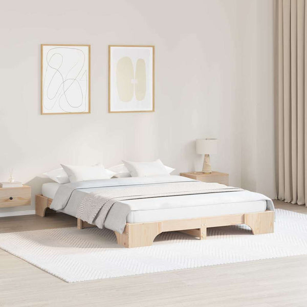 Sängyn runko 140 x 200 cm Luonnollinen Massiivinen mänty