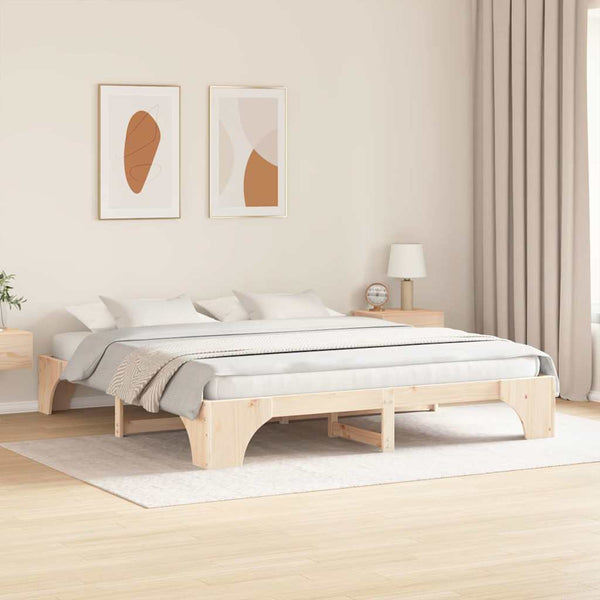 Sängyn runko massiivista mäntyä 200 x 200 cm luonnollinen
