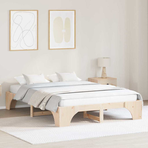 Massiivinen mänty sängyn runko Luonnollinen 140 x 200 cm