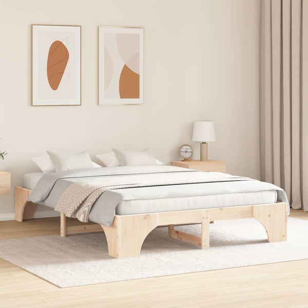 Massiivinen mänty sängyn runko Luonnollinen 140 x 200 cm