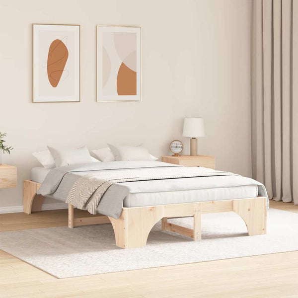 Sängyn runko Massiivinen mänty 140 x 190 cm Luonnollinen