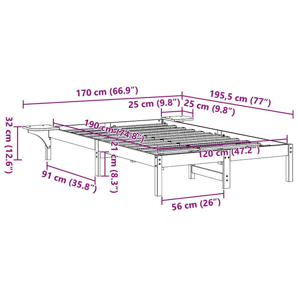 Massiivinen mänty sängyn runko vaha ruskea 4FT Small Double