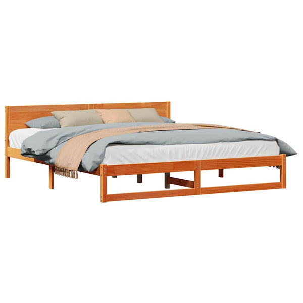 Vaha ruskea sängyn runko 200 x 200 cm massiivista mäntyä