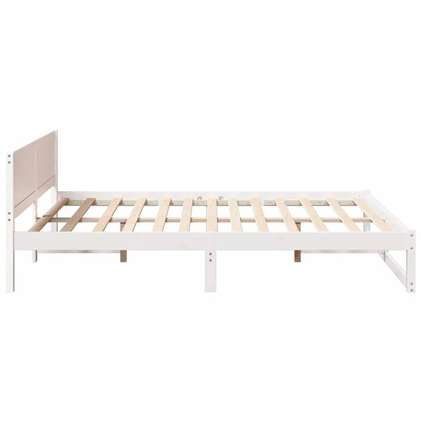 Päätyllinen sängyn runko Valkoinen 140 x 200 cm Massiivinen mänty