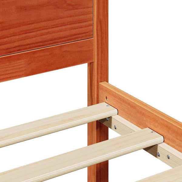 4FT6 Double ruskea sängyn runko päätyllä Massiivinen mänty Vaha