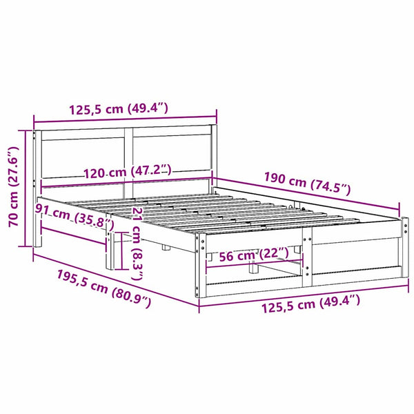 Massiivinen mänty Sängyn runko Luonnollinen 4FT Small Double