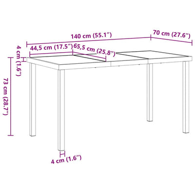 Musta piharuokailu setti Hasen 140x70x73cm (5 pcs)