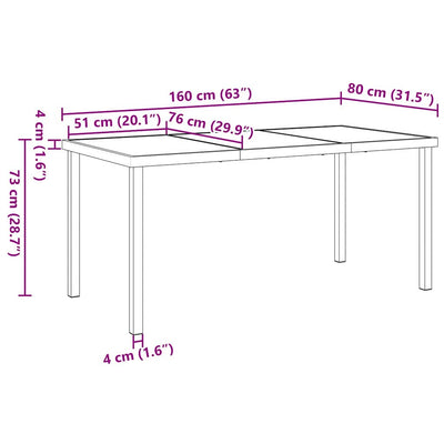 Musta piharuokailu setti Angelca 160x80x73cm (5 pcs)
