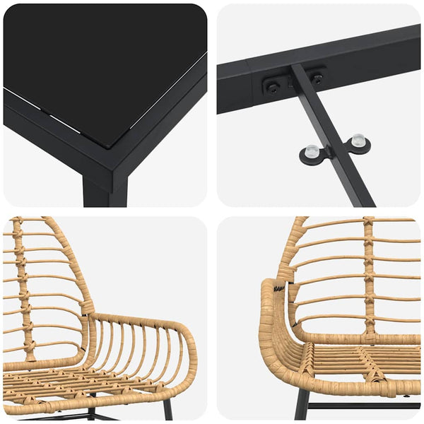 Piharuokailu setti 5 kpl Ruskea polyrottinki