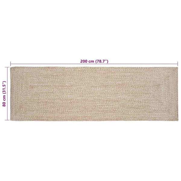 Alue Matto Luonnollinen ja valkoinen 80 x 200 cm Juutti