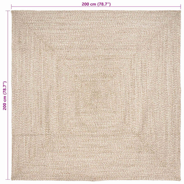 Alue Matto Luonnollinen ja valkoinen 200 x 200 cm Juutti